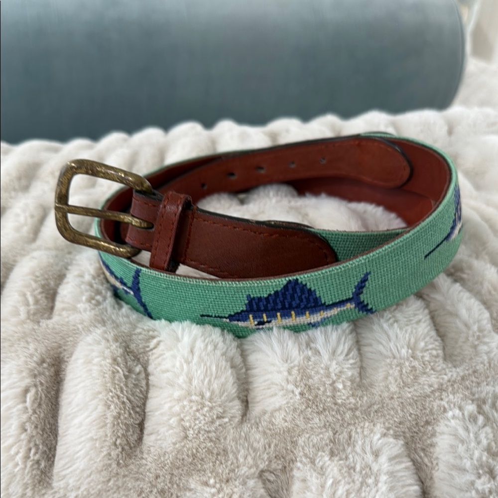 Smathers & Branson Needlepoint Sailfish/Marlin Belt